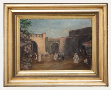 19th Century Oil - North African Scene, Market Square