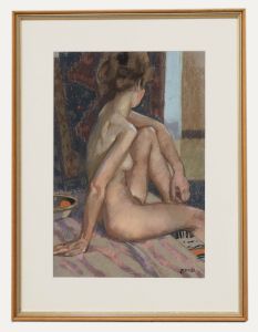 Ken Symonds (1927-2010) - Framed 20th Century Pastel, Posed amongst Pattern