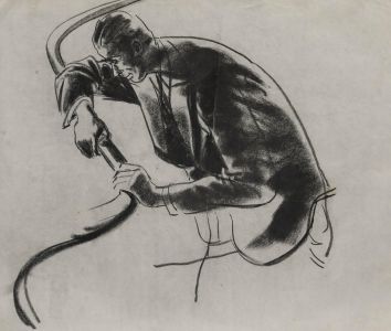 Film Noir c.1940 Charcoal Drawing - The Engineer