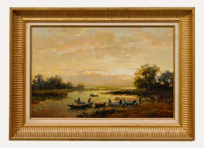 Vladimir Belsky (b.1949) - 20th Century Oil, The Riverbank at Sunset