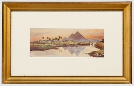 H.L Pignon - Early 20th Century Watercolour, Pyramids, Egypt