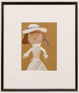 Toni Burghart (1928-2008) - Mid 20th Century Gouache, Girl in a White Dress