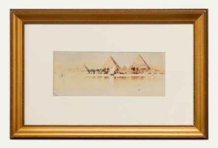 H.L. Pignon - Framed 1915 Watercolour, Pyramids on the Nile