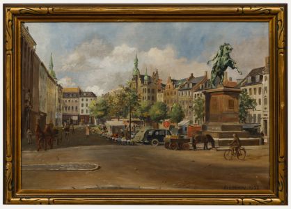 Martin Sofus Arildskov - Framed Mid 20th Century Oil, Højbro Plads