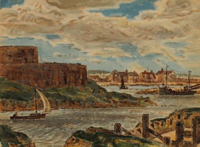 William Warden (1908-1982) - Mid 20th Century Watercolour, Houses on the Estuary