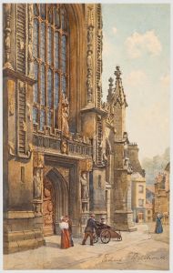 Richard Taylor Bellhouse - Late 19th Century Watercolour, Entrance to Bath Abbey