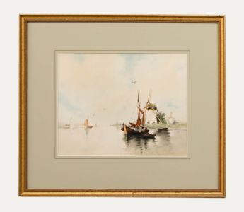 Early 20th Century Watercolour - Sailing Off The Dutch Coast