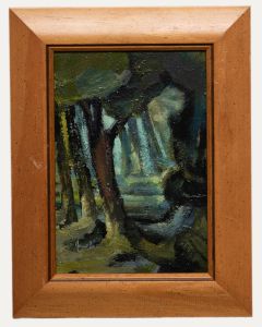 June Bevan (b.1927) - 20th Century Oil, View Through Trees II