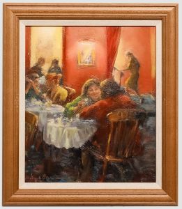 June Bevan (b.1927) - 20th Century Oil, Ladies Who Lunch