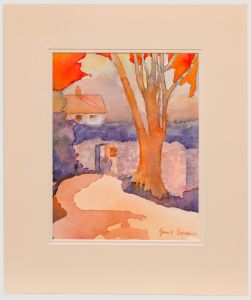 June Bevan (b.1927) - 20th Century Watercolour, Red Sky over Glynhir
