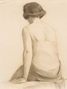G. Querville - Early 20th Century Graphite Drawing, Woman in a Nightdress