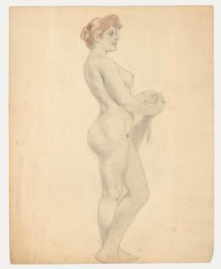20th Century Graphite Drawing - Standing Nude