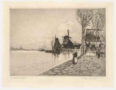 Rex Scott - Early 20th Century Etching, A Dutch Port