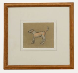 Framed 20th Century Charcoal Drawing - Study of a Hound