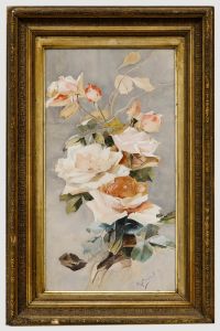R. Crespinel - 1909 Watercolour, Pink Roses