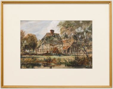 F. Watts - Framed 19th Century Watercolour, Wye Valley Cottage
