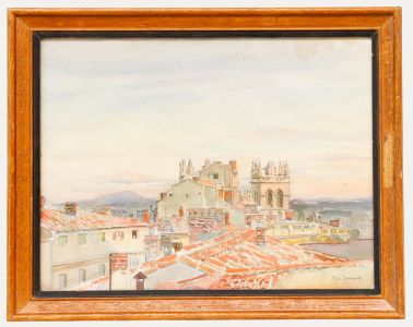 Paul Sarrut - 20th Century Oil, The Cathedral at Montpellier