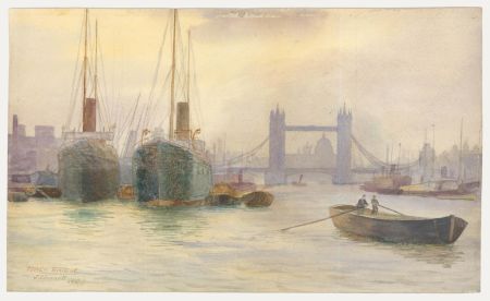 J. S. Burnett - 1890 Watercolour, Tower Bridge