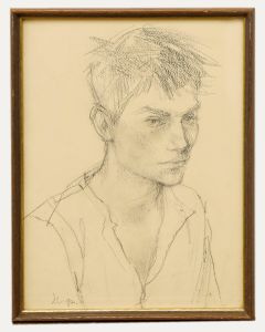 Jenny Lander - 20th Century Graphite Drawing, Male Portrait