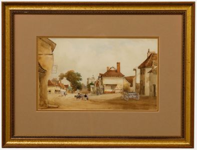 19th Century Watercolour - Morning in The Village