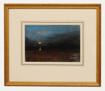 John Doyle - 20th Century Pastel, Moonrise Over Shingle Beach