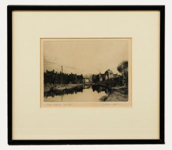 J. William Hepburn - Framed Early 20th Century Etching, Canal - Merville