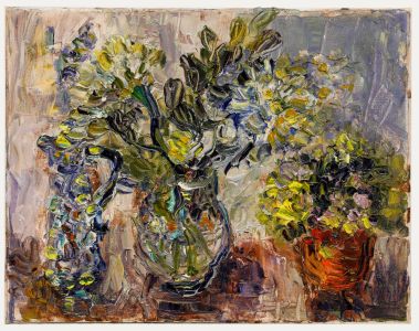 Annelise Firth (b.1961) - Contemporary Oil, A Purple and Yellow Arrangement