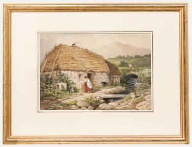 Henry Edrington Hobson (1820-1881) - Fine 1859 Watercolour, The Crofters Cottage