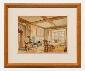 V.R - Late 19th Century Watercolour, Dining Room Interior