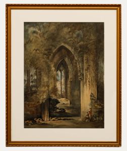 19th Century Watercolour - Sketching the Ruins