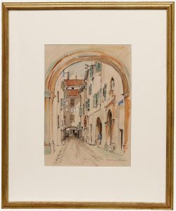 Sidney G. Ferris - 20th Century Watercolour, A Street in Antibes