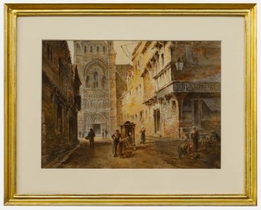 H. C. Sylvester - Framed 1904 Watercolour, Cathedral of Saint-Pierre de Lisieux