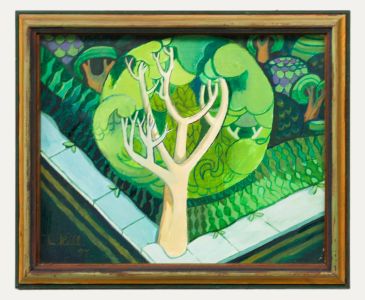 L. Kell - Framed Contemporary Acrylic, Tree on the Corner