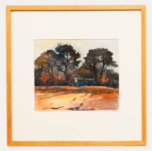 Fyffe Christie (1918-1979) - Framed Watercolour, A Barn near Datchworth