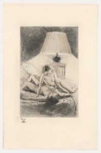 Paul Emile Becat (1885-1960) - Mid 20th Century Etching, Nude on Bed
