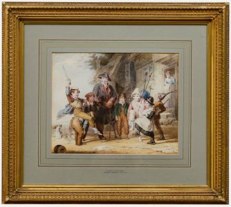 Robert Farrier (1796-1879), - Mid 19th Century Watercolour, Playing Soldiers