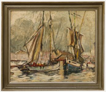 Attrib. Josephine Lemos Reichmann (1864-1938) - Oil, Fishing Boats