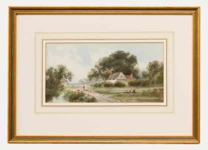 Attrib. Edward Beecham Lait (fl.1865-1890) - Framed Watercolour, Berry Picking