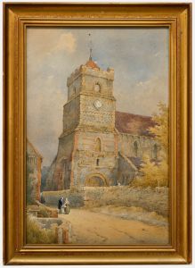 George de Paris (1829-1911) - Framed Watercolour, A Sussex Church