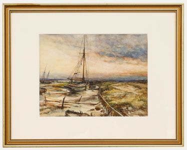 Robert W. A. Rouse (1867-1951)- Watercolour, The Thames Estuary at Leigh-on-Sea