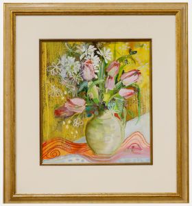 Nola Armstrong - 20th Century Mixed Media, The Pink Tulips