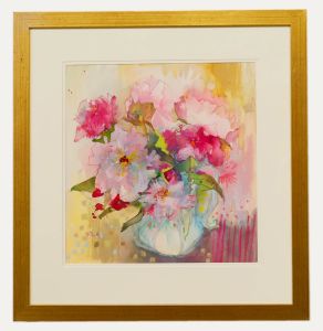 Nola Armstrong - 20th Century Mixed Media, Pink Flowers