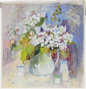Nola Armstrong - 20th Century Mixed Media, Autumn Flowers