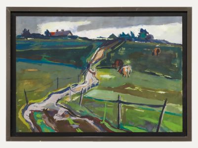 20th Century Gouache - Across the Fields