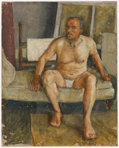 British School Mid 20th Century Oil - Seated Male Nude