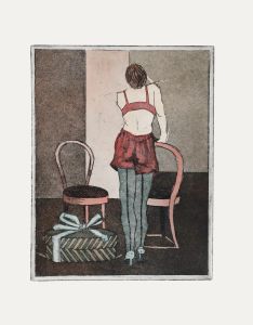 Priscella Van Groeningen - 1990 Etching, Nude with Chairs