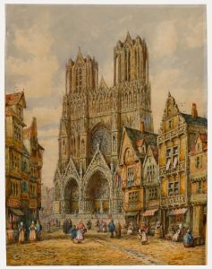 M. Schafer - 19th Century Watercolour, Reims Cathedral