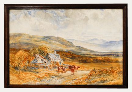 John Keeley RBSA (1849-1930) - Framed Watercolour, A Valley Farm North Wales 