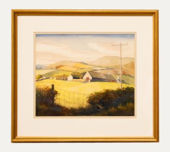 A. Strong  - 1969 Watercolour, Farmhouse in the Hills
