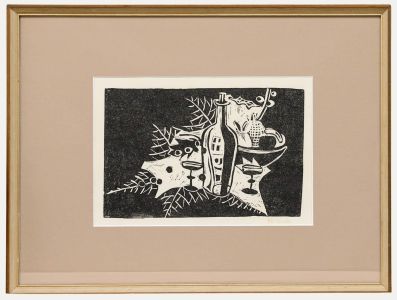 Peter Arnold (1922-2009) - Framed 20th Century Linoprint, Wine and Fruit